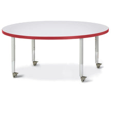 Round Activity Table - 48" Diameter, Mobile - Gray/Red/Gray