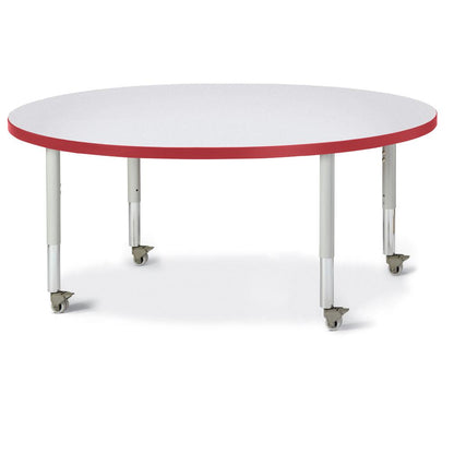 Round Activity Table - 48" Diameter, Mobile - Gray/Red/Gray