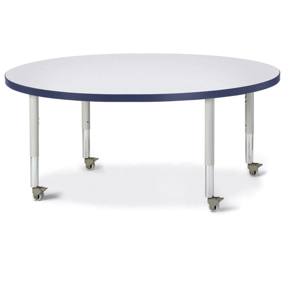 Round Activity Table - 48" Diameter, Mobile - Gray/Navy/Gray