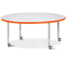 Round Activity Table - 48" Diameter, Mobile - Gray/Orange/Gray