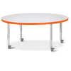 Round Activity Table - 48" Diameter, Mobile - Gray/Orange/Gray