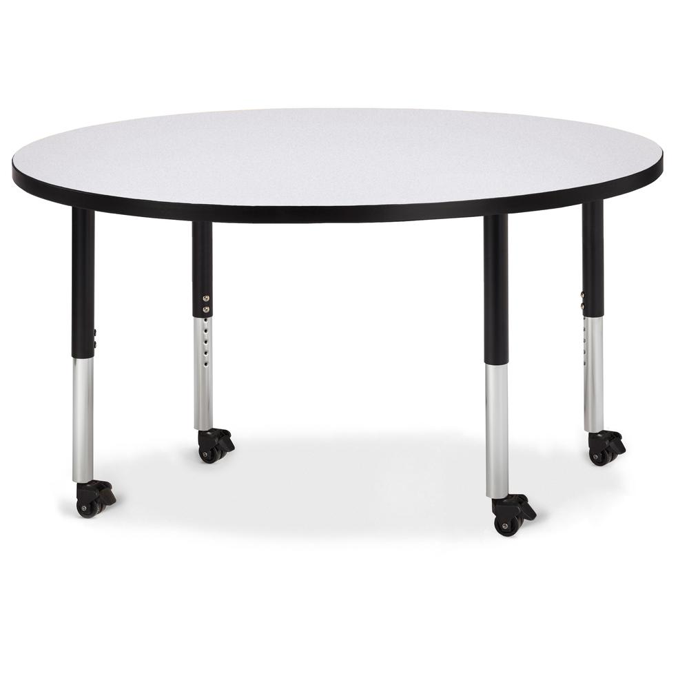 Round Activity Table - 48" Diameter, Mobile - Gray/Black/Black