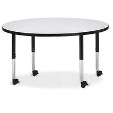 Round Activity Table - 48" Diameter, Mobile - Gray/Black/Black