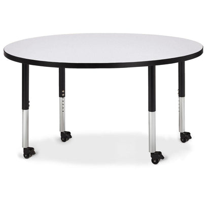 Round Activity Table - 48" Diameter, Mobile - Gray/Black/Black