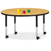 Round Activity Table - 48" Diameter, Mobile - Oak/Black/Black