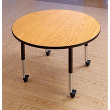 Round Activity Table - 48" Diameter, Mobile - Oak/Black/Black