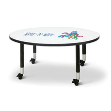 Berries® Round Dry Erase Table - 48" Diameter, Mobile - Write-n-Wipe/Black/Black
