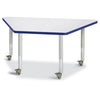 Trapezoid Activity Tables - 24" X 48", Mobile - Gray/Blue/Gray