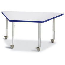 Trapezoid Activity Tables - 24" X 48", Mobile - Gray/Blue/Gray