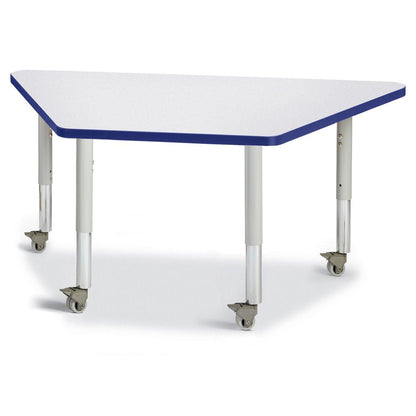 Trapezoid Activity Tables - 24" X 48", Mobile - Gray/Blue/Gray
