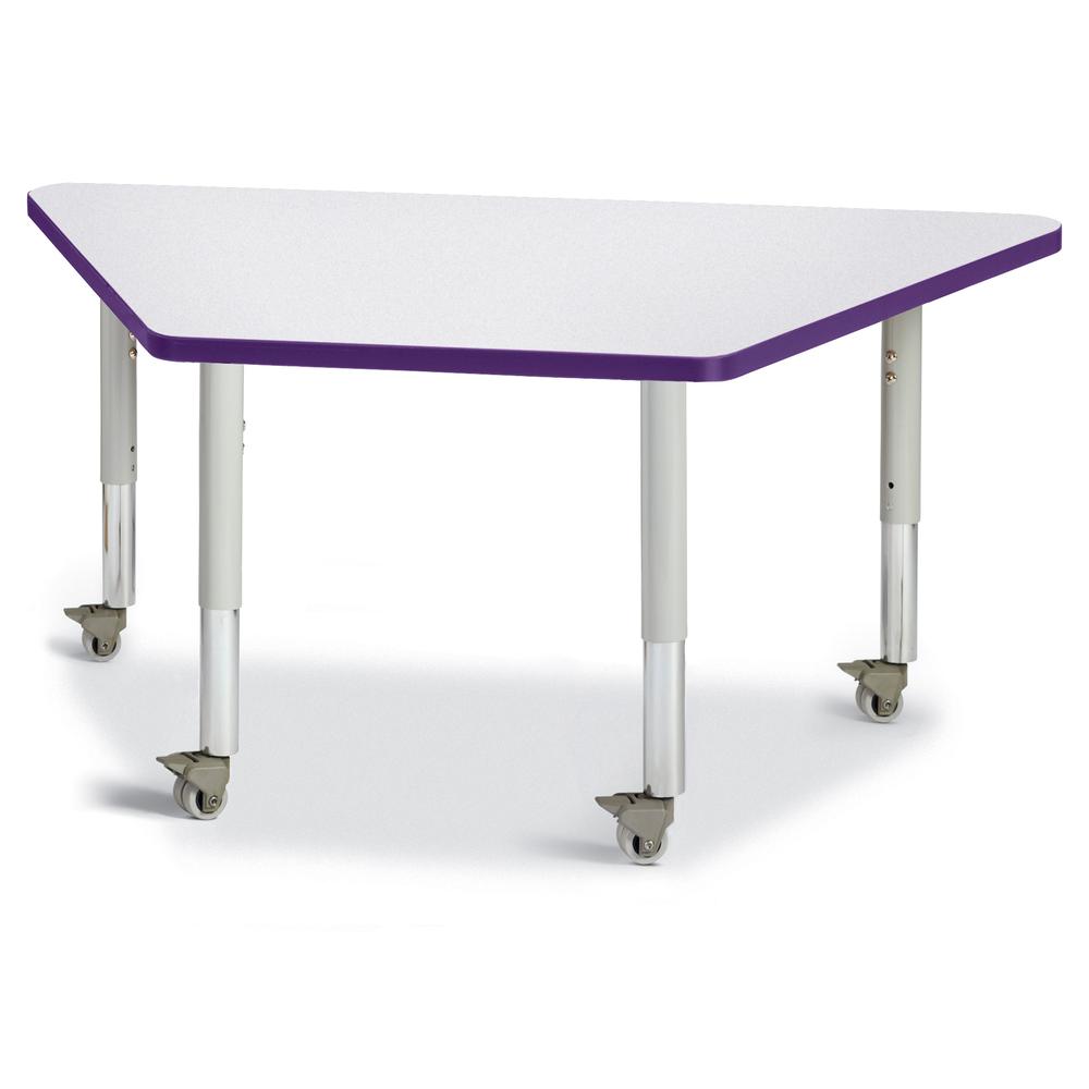 Trapezoid Activity Tables - 24" X 48", Mobile - Gray/Purple/Gray