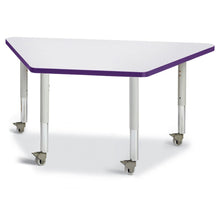 Trapezoid Activity Tables - 24" X 48", Mobile - Gray/Purple/Gray