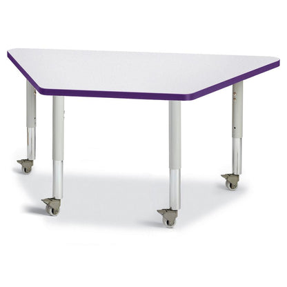Trapezoid Activity Tables - 24" X 48", Mobile - Gray/Purple/Gray