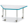 Trapezoid Activity Tables - 24" X 48", Mobile - Gray/Teal/Gray