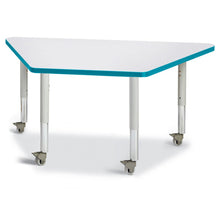 Trapezoid Activity Tables - 24" X 48", Mobile - Gray/Teal/Gray