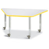 Trapezoid Activity Tables - 24" X 48", Mobile - Gray/Yellow/Gray