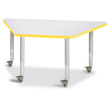 Trapezoid Activity Tables - 24" X 48", Mobile - Gray/Yellow/Gray