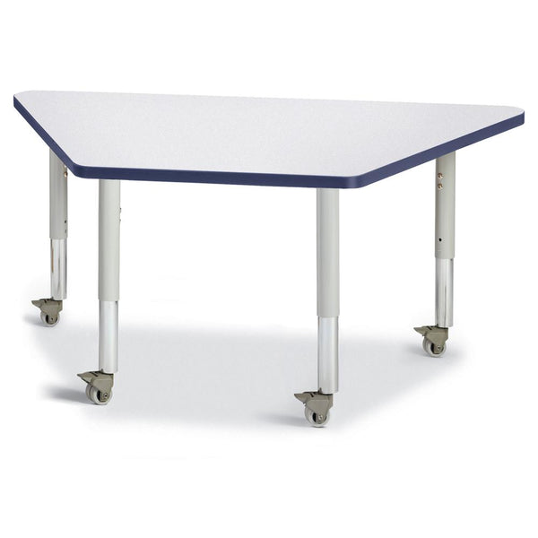 Trapezoid Activity Tables - 24" X 48", Mobile - Gray/Navy/Gray
