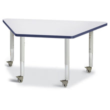Trapezoid Activity Tables - 24" X 48", Mobile - Gray/Navy/Gray