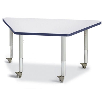 Trapezoid Activity Tables - 24" X 48", Mobile - Gray/Navy/Gray