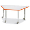 Trapezoid Activity Tables - 24" X 48", Mobile - Gray/Orange/Gray