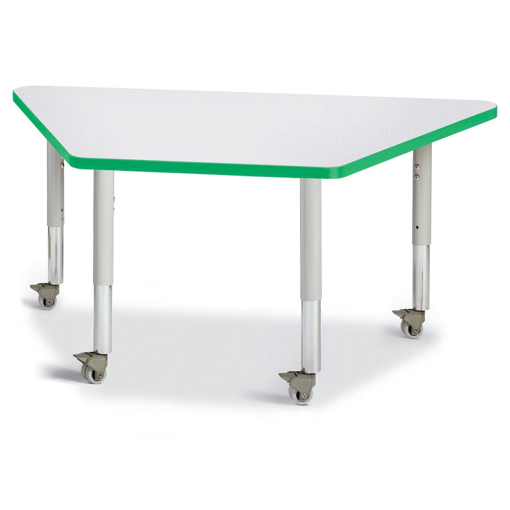 Trapezoid Activity Tables - 24" X 48", Mobile - Gray/Purple/Gray