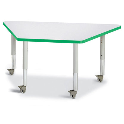 Trapezoid Activity Tables - 24" X 48", Mobile - Gray/Purple/Gray