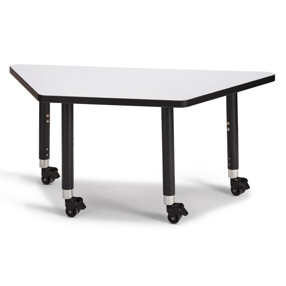 Trapezoid Activity Tables - 24" X 48", Mobile - Gray/Black/Black