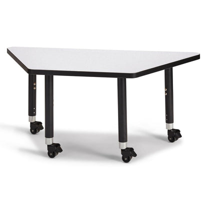 Trapezoid Activity Tables - 24" X 48", Mobile - Gray/Black/Black