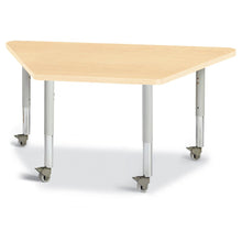 Trapezoid Activity Tables - 24" X 48", Mobile - Maple/Maple/Gray