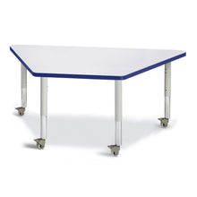 Trapezoid Activity Tables - 30" X 60", Mobile - Gray/Blue/Gray