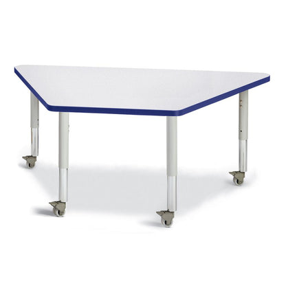 Trapezoid Activity Tables - 30" X 60", Mobile - Gray/Blue/Gray