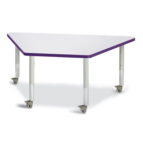 Trapezoid Activity Tables - 30" X 60", Mobile - Gray/Purple/Gray