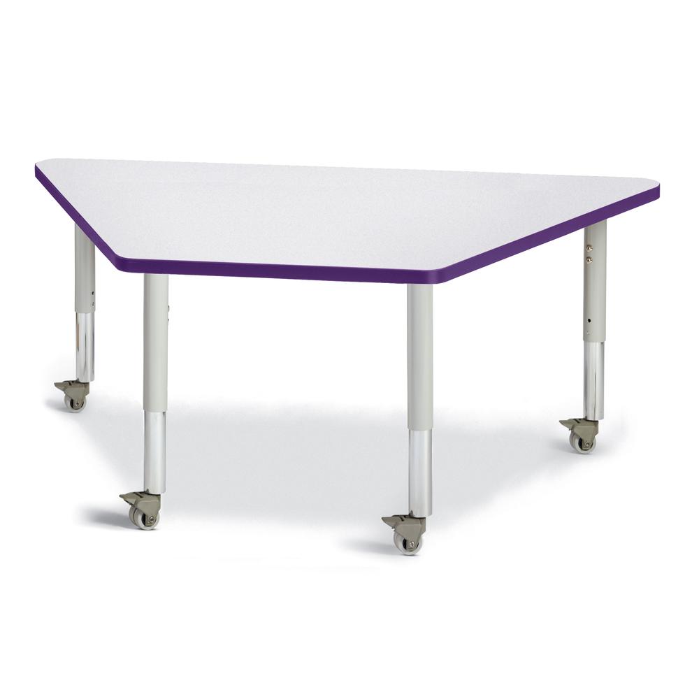 Trapezoid Activity Tables - 30" X 60", Mobile - Gray/Purple/Gray