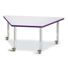 Trapezoid Activity Tables - 30" X 60", Mobile - Gray/Purple/Gray