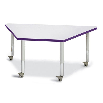 Trapezoid Activity Tables - 30" X 60", Mobile - Gray/Purple/Gray