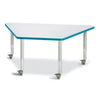 Trapezoid Activity Tables - 30" X 60", Mobile - Gray/Teal/Gray