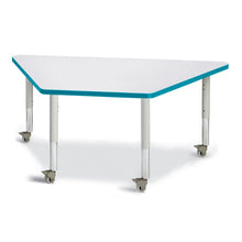 Trapezoid Activity Tables - 30" X 60", Mobile - Gray/Teal/Gray