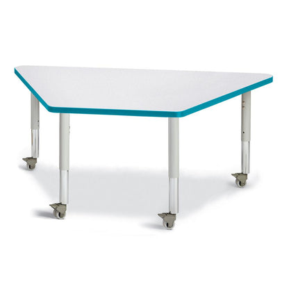Trapezoid Activity Tables - 30" X 60", Mobile - Gray/Teal/Gray