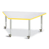 Trapezoid Activity Tables - 30" X 60", Mobile - Gray/Yellow/Gray
