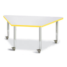 Trapezoid Activity Tables - 30" X 60", Mobile - Gray/Yellow/Gray