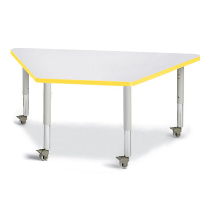 Trapezoid Activity Tables - 30" X 60", Mobile - Gray/Yellow/Gray