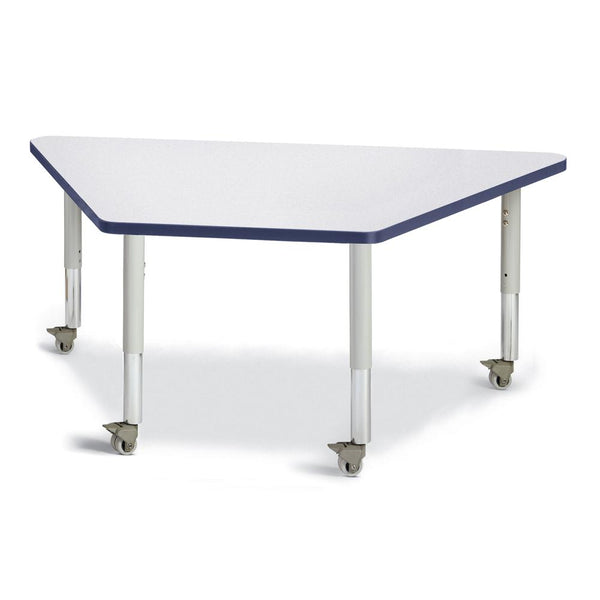 Trapezoid Activity Tables - 30" X 60", Mobile - Gray/Navy/Gray
