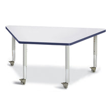 Trapezoid Activity Tables - 30" X 60", Mobile - Gray/Navy/Gray