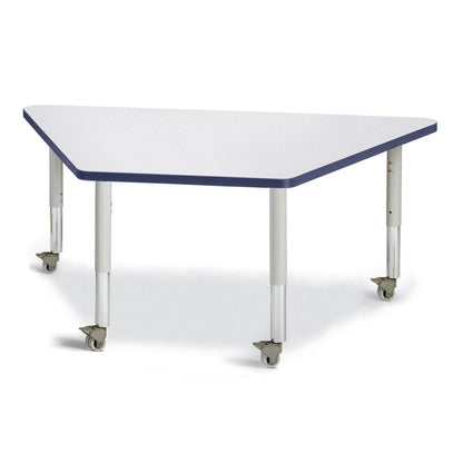 Trapezoid Activity Tables - 30" X 60", Mobile - Gray/Navy/Gray