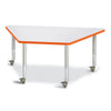 Trapezoid Activity Tables - 30" X 60", Mobile - Gray/Orange/Gray