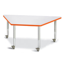 Trapezoid Activity Tables - 30" X 60", Mobile - Gray/Orange/Gray