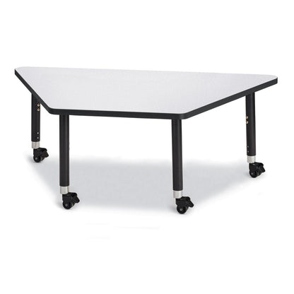 Trapezoid Activity Tables - 30" X 60", Mobile - Gray/Black/Black