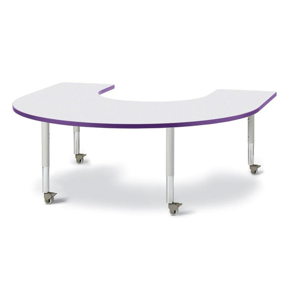 Horseshoe Activity Table - 66" X 60", Mobile - Gray/Purple/Gray