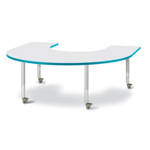 Horseshoe Activity Table - 66" X 60", Mobile - Gray/Teal/Gray